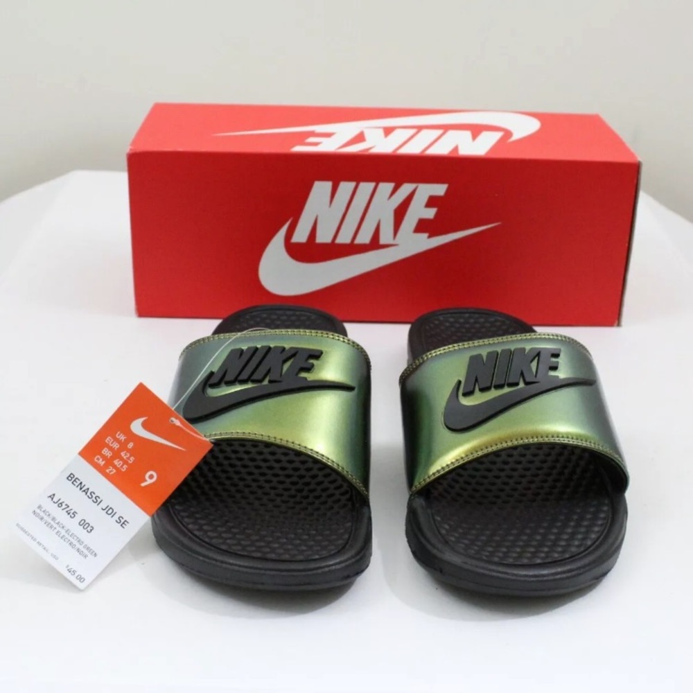 Nike Benassi JDI SE Sandals Slides Electro Green